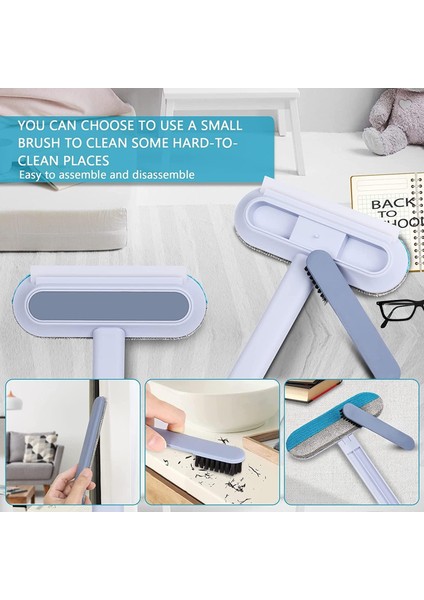 4in1 Arada Portatif Saplı Cam ve Yüzey Temizleyici – Kauçuk Bıçaklı, Evcil Hayvan Tüyü Toplayıcı, Fayans Fırçası ve Çekçek Fonksiyonlu Çok Amaçlı Temizlik Aracı | T10 modelleri