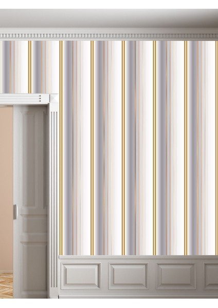 3 Boyutlu Geometrik Çizgi Desenli Silinebilir Tekstil Duvar Kağıdı