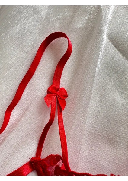 Kalp Detaylı Kırmızı Iç Giyim Takımı Yılbaşı Özel modelleri