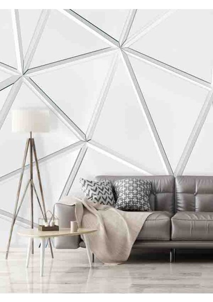 3 Boyutlu Geometrik Desenli Silinebilir Yırtılmaz Tekstil Duvar Kağıdı