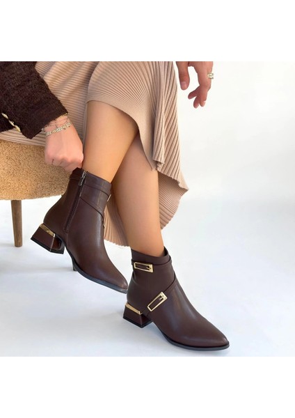 Mtxdpn Inay Kahverengi Cilt Topuklu Bot (Numara: 39) fırsatları