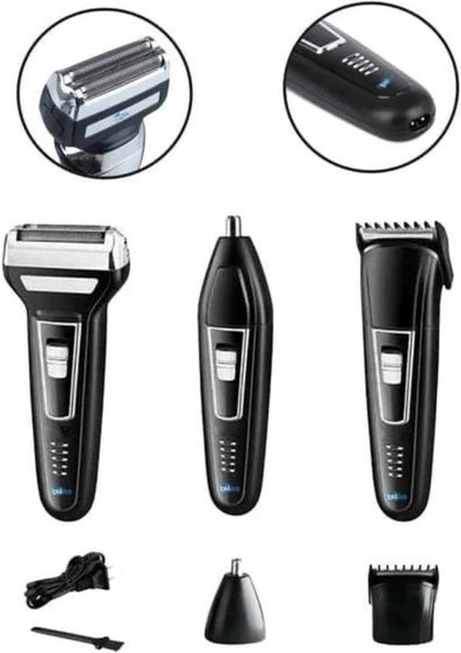 Bfs Tıraş Makinesi 3 Başlıklı T Başlıklı Hassas Ciltlere Özel Saç Sakal Vücut Kulak ve Burun indirimleri