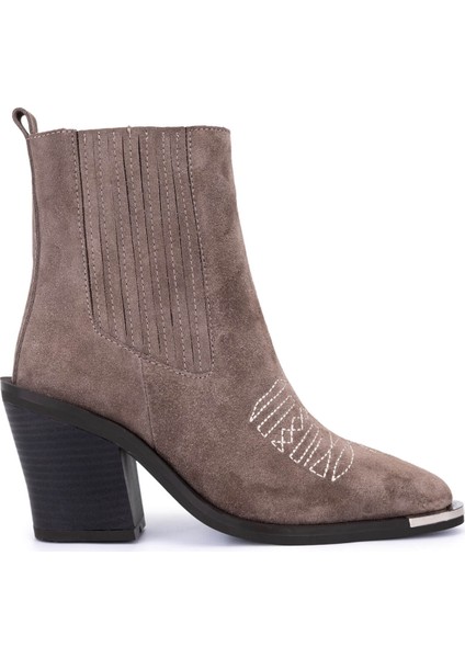 Kadın Hakiki Deri Kahverengi Klasik Bot 33 20020 Bn Bot SK25-26 Sıgaro Suet