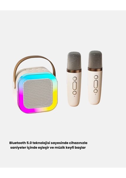 Bfs Bluetooth Karaoke Hoparlör Renkli LED Işıklı ve Type-C Şarjlı modelleri