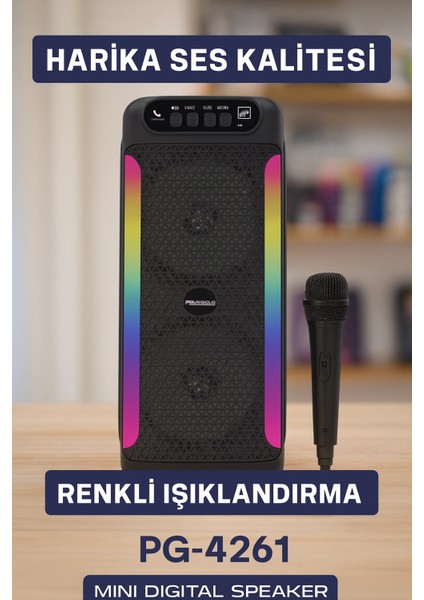 Bfs Rgb Işıklı Çift Hoparlörlü Taşınabilir Bluetooth Speaker ve Mikrofon fiyatları