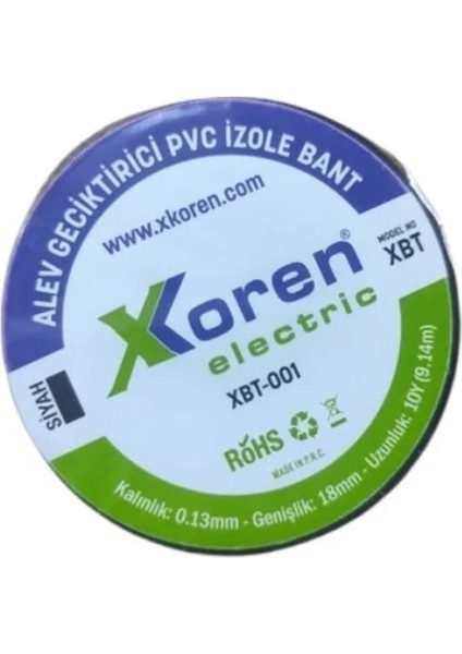 Beyaz Alev Geciktirici Pvc Izole Elektrik Bant 0.13MM x 18MM x 10Y (9.14M)