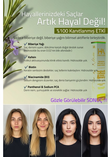 Biberiye Suyu & Caffeine & Biotin Dökülme Karşıtı ve Saç Uzamasını Destekleyici Bakım Toniği 100 ml