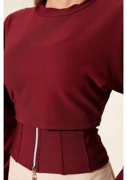 Mtxdpn Fitilli Bisiklet Yaka Ikili Bluz Bordo T4341 (Beden: L) fırsatları