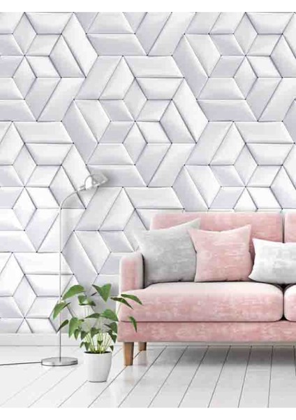 3 Boyutlu Geometrik Şekil Desenli Silinebilir Tekstil Duvar Kağıdı