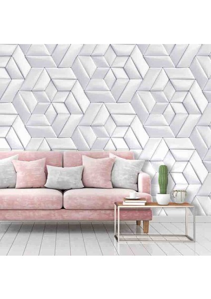 3 Boyutlu Geometrik Şekil Desenli Silinebilir Tekstil Duvar Kağıdı modelleri