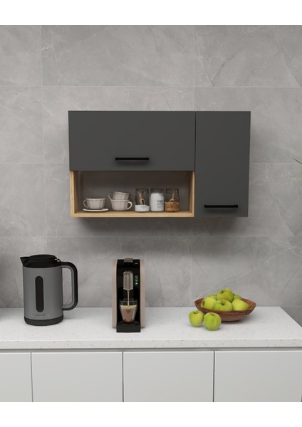 Akasya Çok Amaçlı Dolap – Safirmeşe Antrasit Banyo ve Mutfak Için Kapaklı Saklama Dolabı