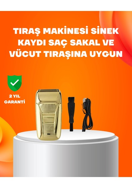 Bfs Altın Renk Kablolu Sakal Tıraş Makinesi Çelik Bıçaklı 3W Motor