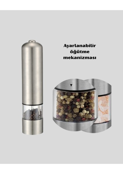 Drnds Elektrikli Tuz Karabiber Değirmeni – Çiftli Set, Paslanmaz Gövde, LED Işıklı ve Ayarlanabilir Öğütme fırsatları