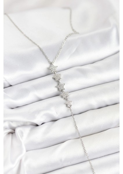 Bfs 316L Çelik Zincir Gümüş Renk Yıldız Model Y Kolye