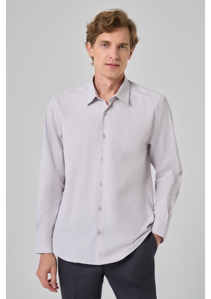 Erkek Gri Slim Fit Sert Yaka Gömlek fiyatları