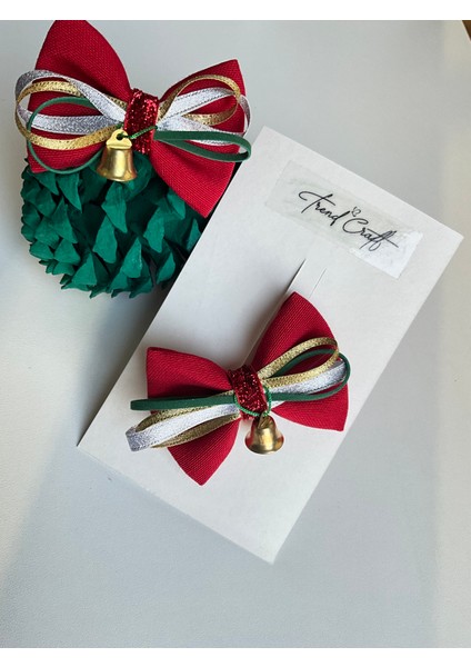 Kırmızı Yılbaşı Özel Tasarı Çanlı 2’li Fiyonk Klips Toka fiyatları