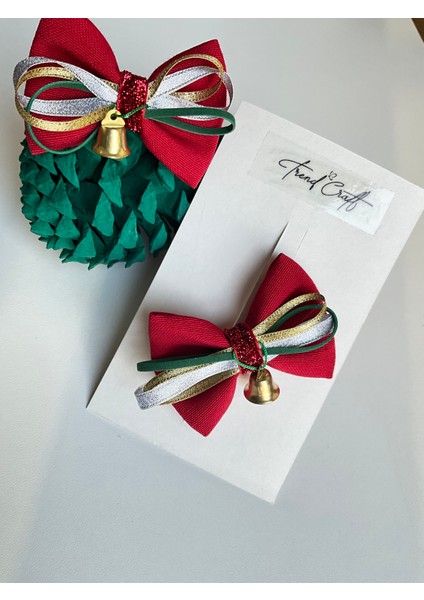 Kırmızı Yılbaşı Özel Tasarı Çanlı 2’li Fiyonk Klips Toka indirimleri