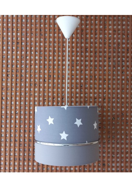 Gri Yıldızlı Gri 2.li Set M-0391 Kumaş Kaplama Genç ve Çocuk Odası Avize ve Abajur Takımı fiyatları