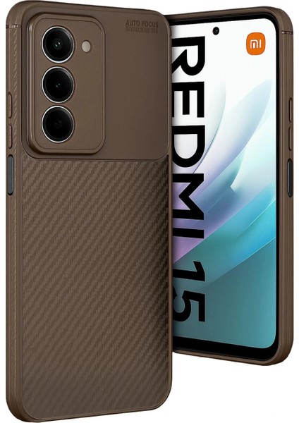 Xiaomi Redmi 15 4g Auto Focus Karbon Kapak - Kahverengi
