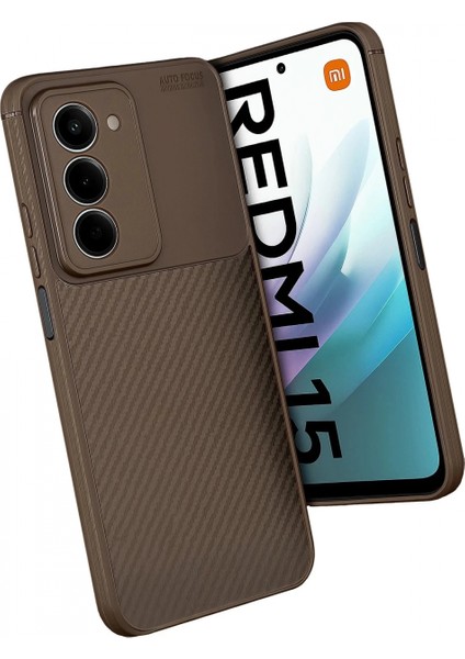 Xiaomi Redmi 15 4g Auto Focus Karbon Kapak - Kahverengi modelleri