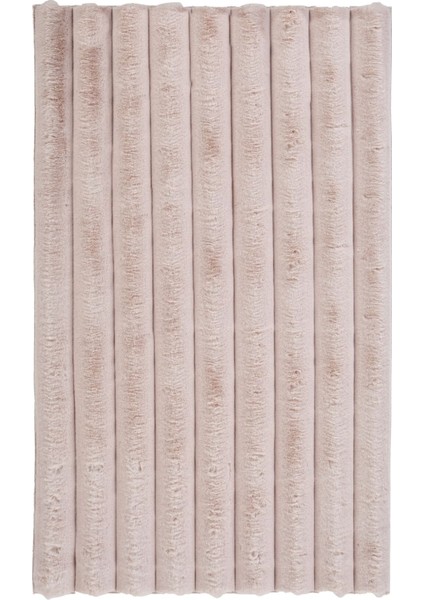 Apex Linio 8054 Pudra - Modern Dekoratif Peluş Halı Yumuşak Dokulu, Kaymaz Keten Tabanlı, Yıkanabilir