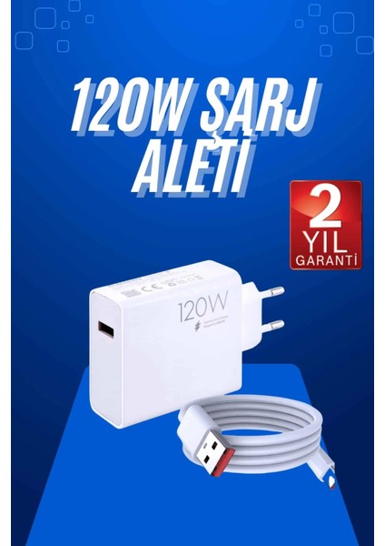 Bfs 120 Watt Turbo Hızlı Şarj Aleti Seti Hızlı Şarj Adaptörü Beyaz