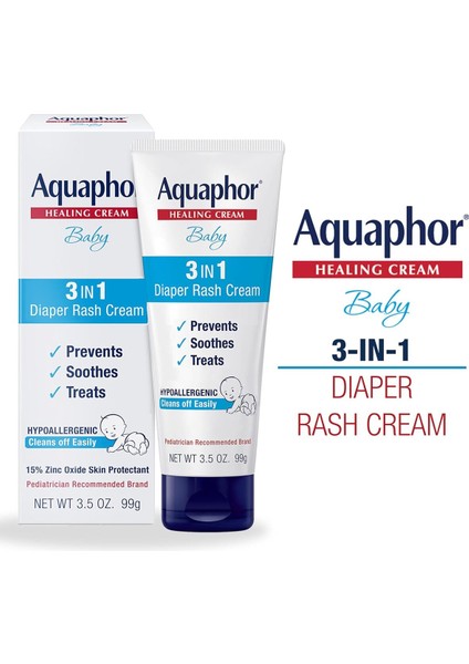 Baby Diaper Rash Cream 3in1 Diaper Rash Relief Bebek 3'ü 1 Arada Pişik Giderici Krem 3.5 Oz 99GR Usa