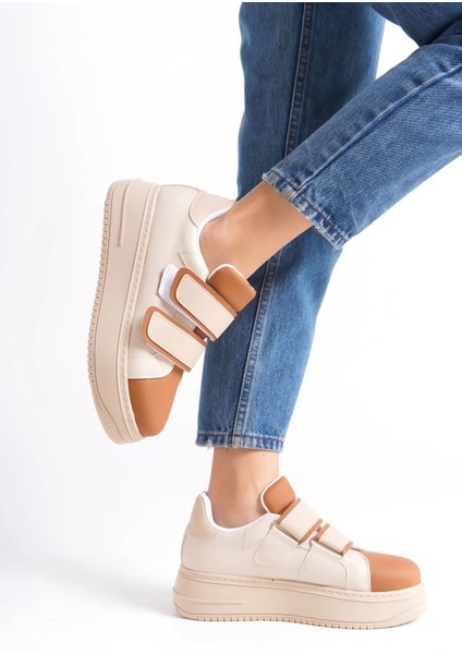 Valencıa Bağcıksız Cırt Cırtlı Ortopedik Taban Kadın Sneaker Spor Ayakkabı Ctt - Ten/kahve fiyatları