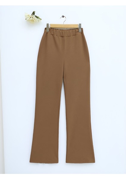 Ithal Kumaş Ispanyol Paça Pantolon -Kahve