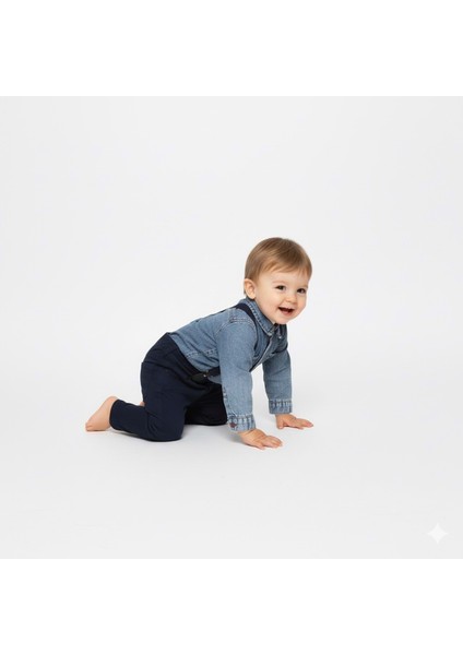 Jeans Gömlek Gabardin Pantolon Erkek Bebek Takımı M00774 modelleri