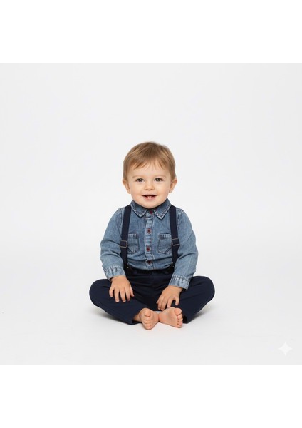Jeans Gömlek Gabardin Pantolon Erkek Bebek Takımı M00774 fırsatları