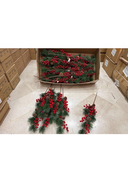 Yapay Çiçek Kokina ve Çam Dalı Uzun Dal Kozalaklı 75CM Yılbaşı Çiçeği (1 Adet) fırsatları