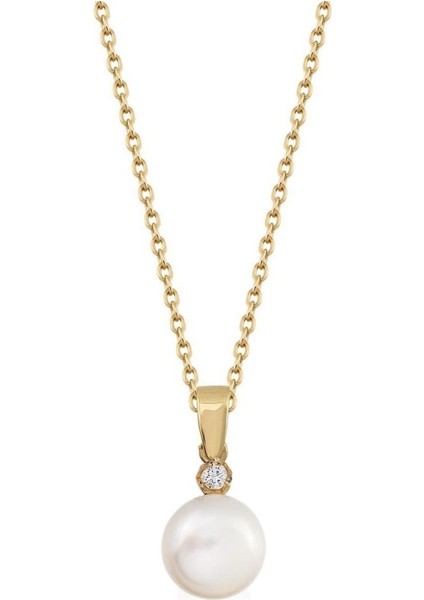 Pırlantalı Beyaz Doğal Inci Kolye indirimleri