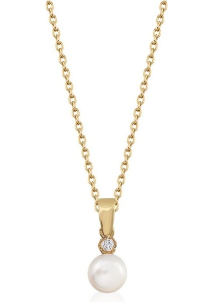 Pırlantalı Beyaz Doğal Inci Kolye