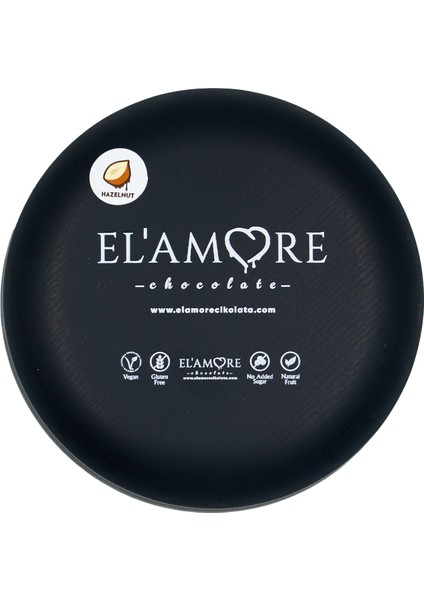 Şeker Ilavesiz, Glütensiz, Vegan Fındıklı Bitter Çikolata - Siyah Yuvarlak Metal Kutu, 150 gr fırsatları