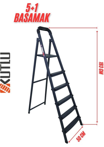 5+1 Basamaklı Katlanır Sac Merdiven – Dayanıklı Çelik Gövde, Kaymaz Basamak, Taşıma Kapasiteli Ev ve Iş Kullanımına Uygun