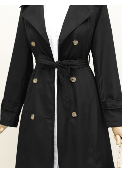 Astarlı Kemerli Trenckot -Siyah modelleri