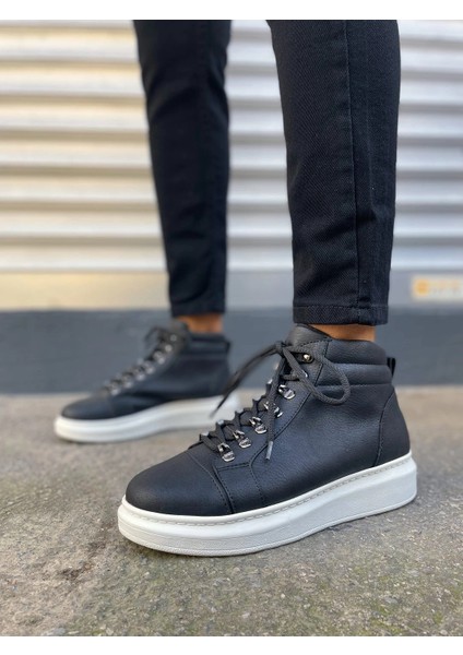 JY206 Ottawa Bağcıklı Ortopedik Taban Cilt Erkek Spor Bot Cbt - Siyah fiyatları