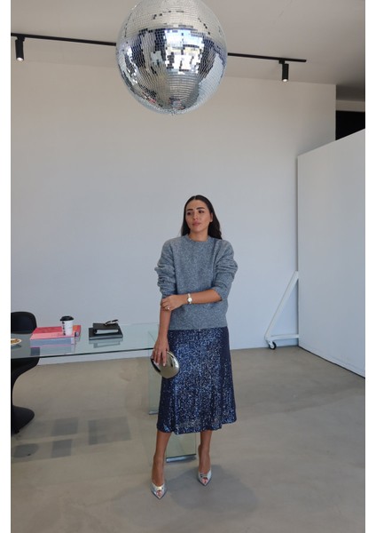 Içi Astarlı Pul Payetli Etek