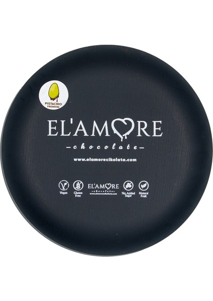 Şeker Ilavesiz, Glütensiz, Vegan Premium Antep Fıstıklı Bitter Çikolata - Siyah Yuvarlak Metal Kutu, 150 gr fırsatları