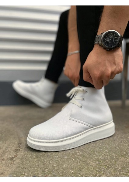 JY207 Oslo Bağcıklı Ortopedik Taban Cilt Erkek Spor Bot Cbt - Beyaz modelleri