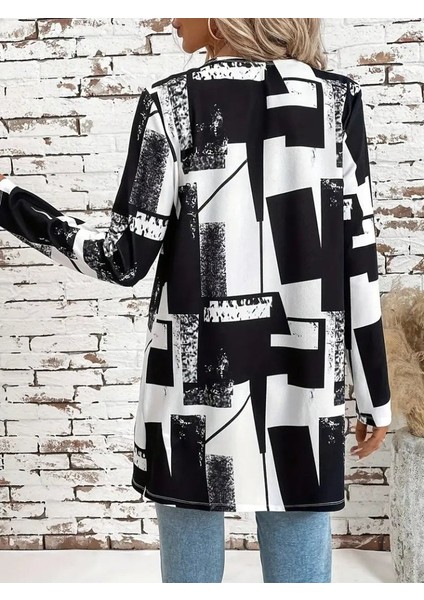 Kadın Uzun Kollu Önü Açık Desenli Modal Kısa Ceket modelleri
