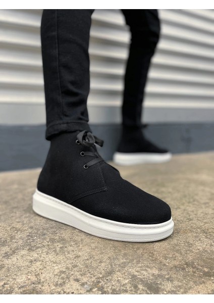 JY207 Oslo Bağcıklı Ortopedik Taban Süet Erkek Spor Bot Sbt - Siyah