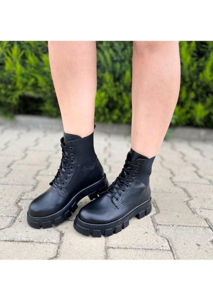 Lastikli Bağcıklı Siyah Ortopedik Bot modelleri