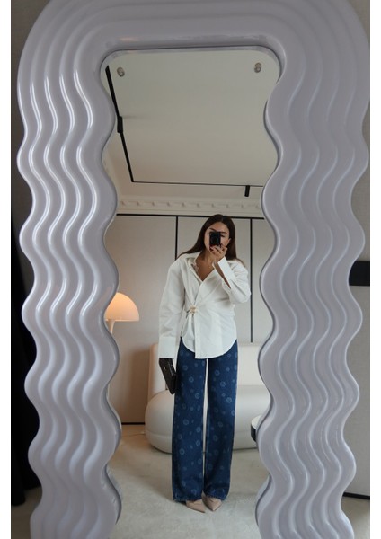 Altı Oval Kesim Omuzu Vatkalı Oversize Gömlek