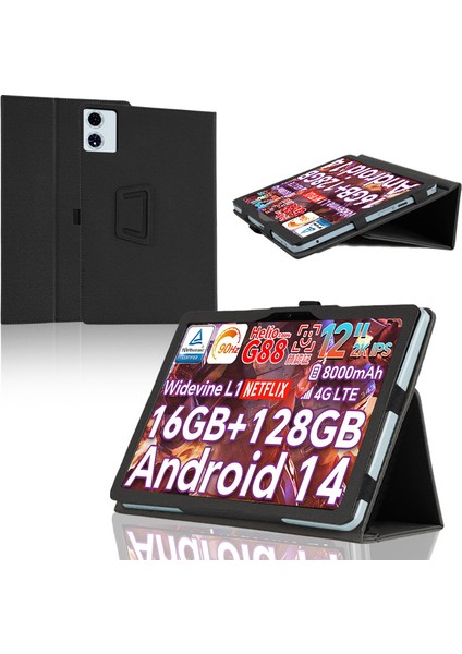 Teclast T60 Plus Tablet 12 Inç Android 14 Tablet Kılıfı, Kumaş Dokulu Ince Katlanır Standlı Kılıf Erkekler Kadınlar Için Tam Koruma (Yurt Dışından)
