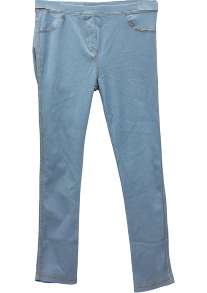 Kız Çocuk Kot Pantolon Görünümlü Mevsimlik Açık Mavi Renk Tayt