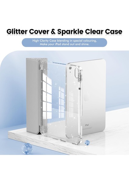iPad Air 11 Inç M3/m2 2025/2024 Tablet Kılıfı, iPad Air 5./4. Nesil 10.9 Inç Kılıf 2022/2020 Için Parlak Şeffaf Arkalı Simli Kapak [otomatik Uyandırma/uyku] Kız Çocuk Tablet Kılıfı (Yurt Dışından) fiyatları