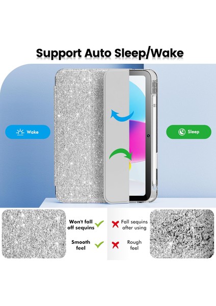 iPad Air 11 Inç M3/m2 2025/2024 Tablet Kılıfı, iPad Air 5./4. Nesil 10.9 Inç Kılıf 2022/2020 Için Parlak Şeffaf Arkalı Simli Kapak [otomatik Uyandırma/uyku] Kız Çocuk Tablet Kılıfı (Yurt Dışından) fırsatları