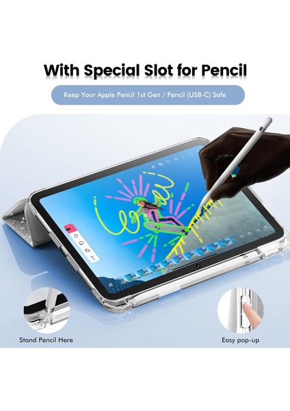 iPad Air 11 Inç M3/m2 2025/2024 Tablet Kılıfı, iPad Air 5./4. Nesil 10.9 Inç Kılıf 2022/2020 Için Parlak Şeffaf Arkalı Simli Kapak [otomatik Uyandırma/uyku] Kız Çocuk Tablet Kılıfı (Yurt Dışından) indirimleri